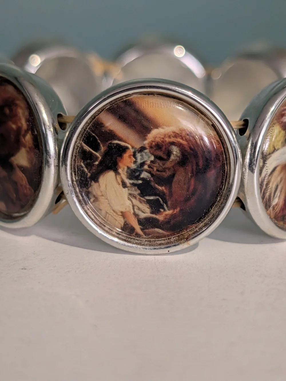 Vintage 80's Labyrinth Movie Photo Cabochon Charm Stretch Bracelet-New Nostalgia